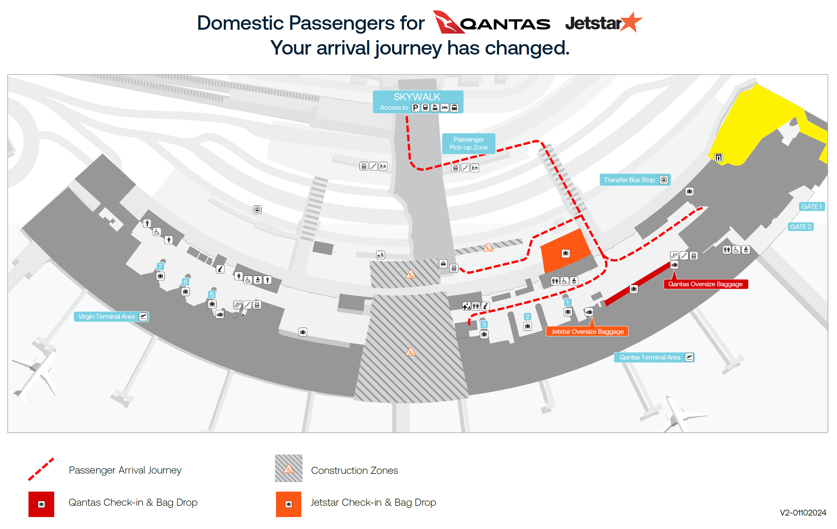 Domestic arrivals map for Qantas & Jetstar passengers Domestic arrivals map for Qantas & Jetstar passengers