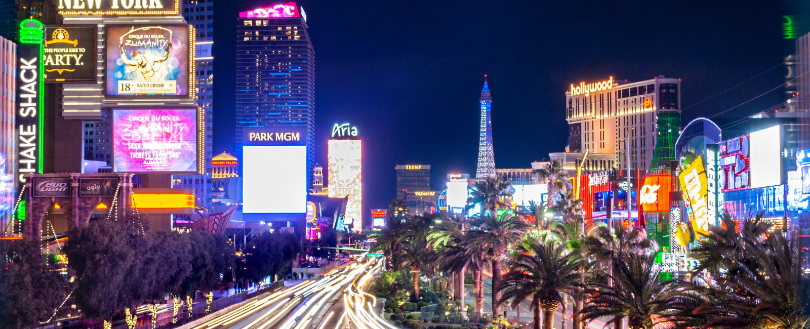 Las Vegas strip lights at night