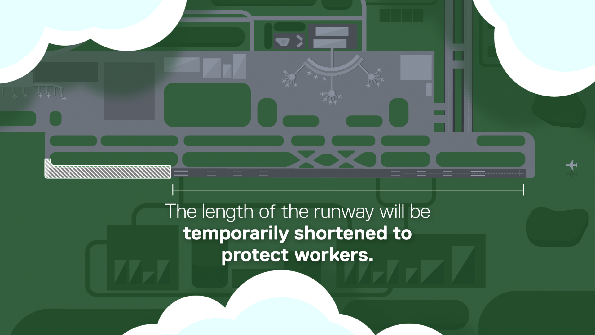 Animation showing the how the runway will be shortened
