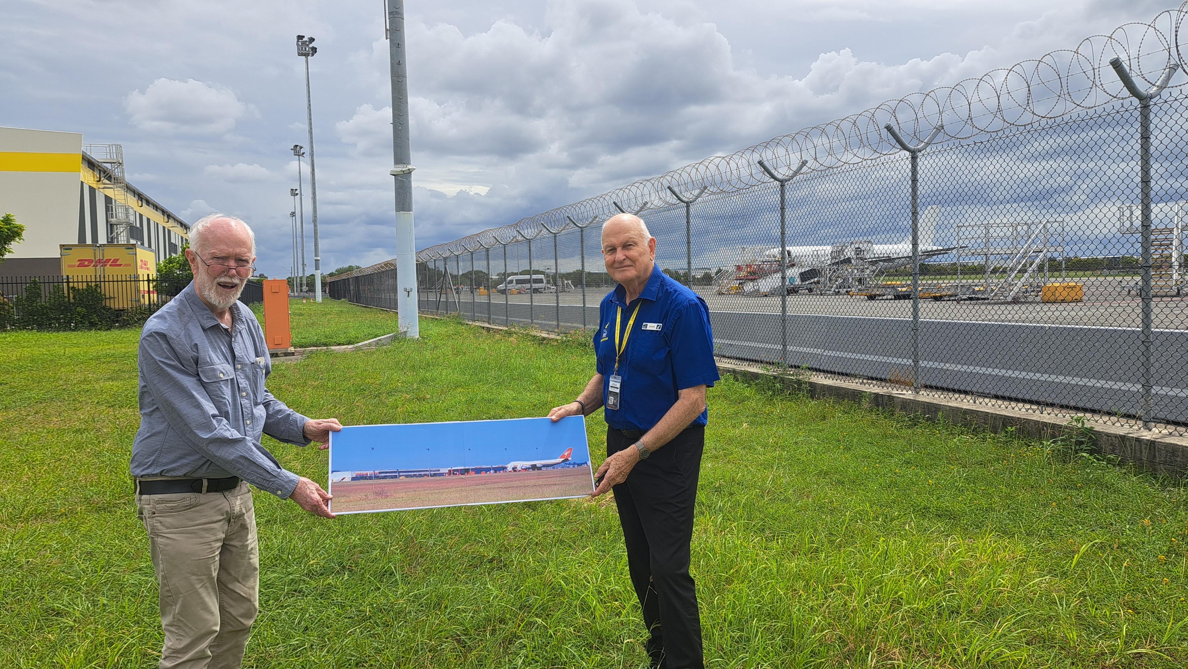 Don and Gavan near the site of the Interim International Terminal.