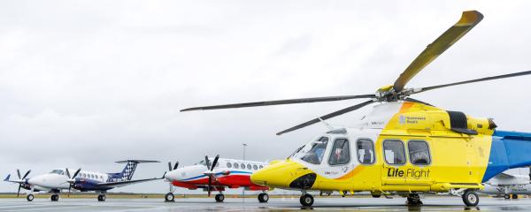 LifeFlight, Royal Flying Doctors & Queensland Police aircraft at Brisbane Airport