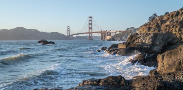 The Golden Gate Bridge from the shore