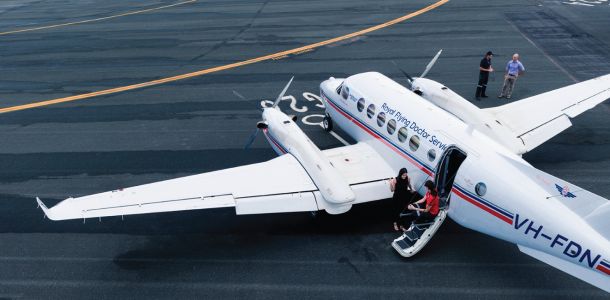 Royal Flying Doctors plane on runway